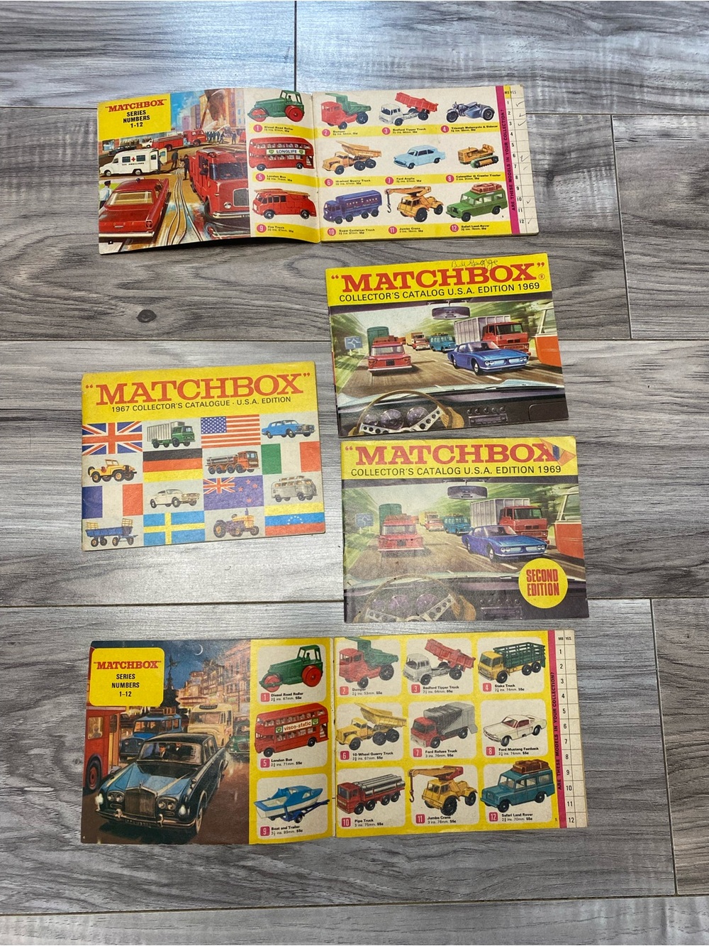 Lot of 5 1967 & 1969 (2 Unknown Years) Matchbox Collectors Catalogs Catalogue